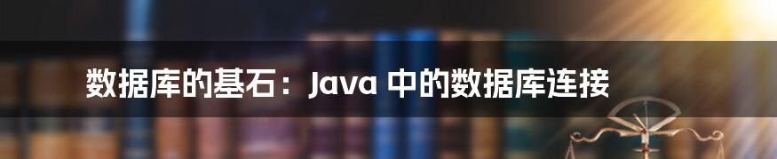 数据库的基石：Java 中的数据库连接