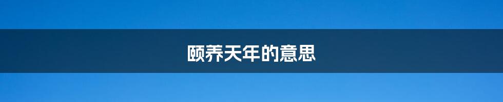 颐养天年的意思