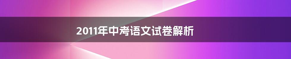 2011年中考语文试卷解析