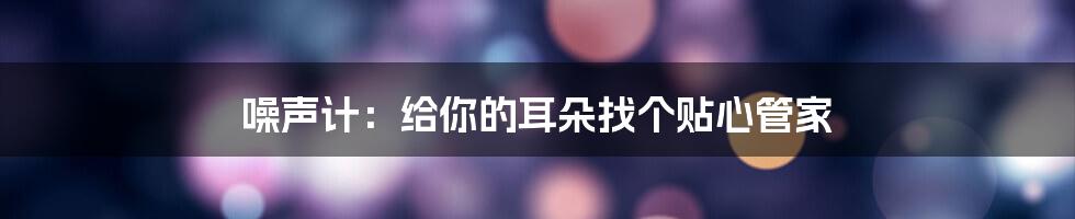 噪声计：给你的耳朵找个贴心管家