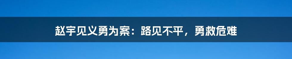 赵宇见义勇为案：路见不平，勇救危难