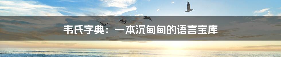 韦氏字典：一本沉甸甸的语言宝库