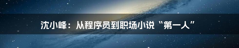 沈小峰：从程序员到职场小说“第一人”