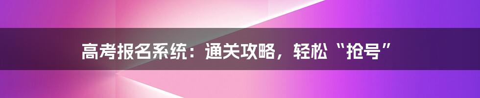 高考报名系统：通关攻略，轻松“抢号”