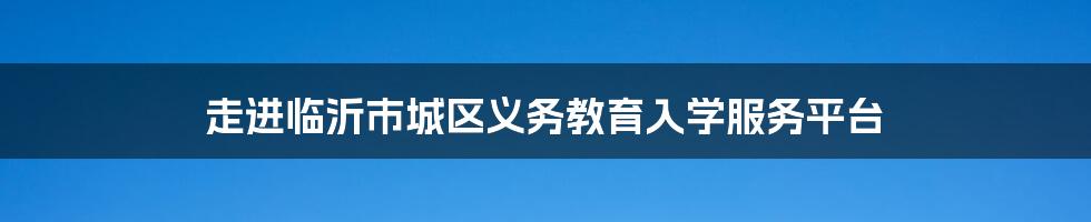 走进临沂市城区义务教育入学服务平台