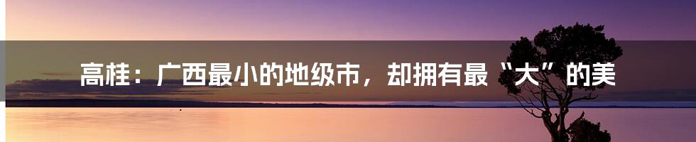 高桂：广西最小的地级市，却拥有最“大”的美