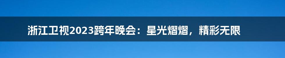 浙江卫视2023跨年晚会：星光熠熠，精彩无限