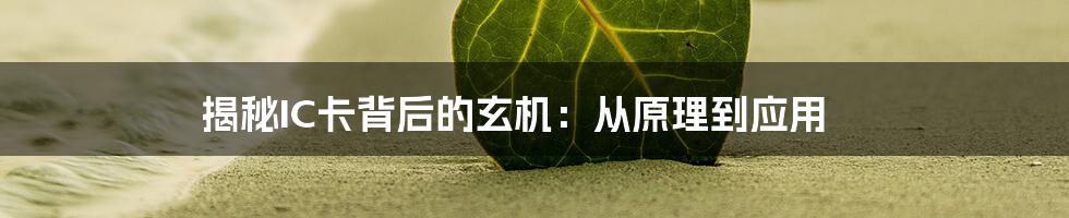 揭秘IC卡背后的玄机：从原理到应用