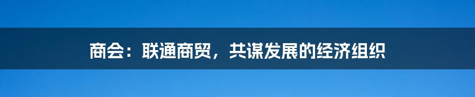 商会：联通商贸，共谋发展的经济组织