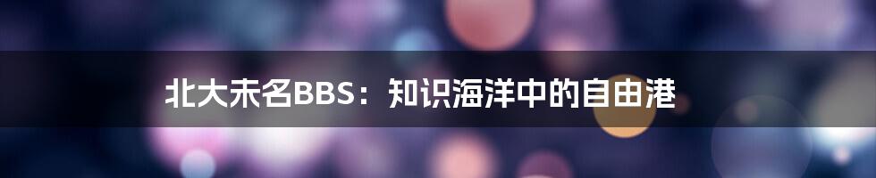 北大未名BBS：知识海洋中的自由港