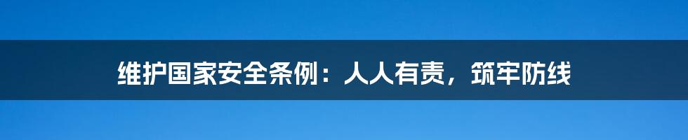 维护国家安全条例：人人有责，筑牢防线