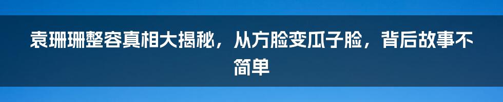 袁珊珊整容真相大揭秘，从方脸变瓜子脸，背后故事不简单