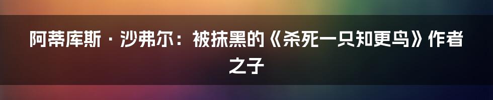 阿蒂库斯·沙弗尔：被抹黑的《杀死一只知更鸟》作者之子