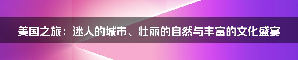 美国之旅：迷人的城市、壮丽的自然与丰富的文化盛宴