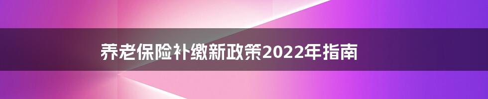 养老保险补缴新政策2022年指南