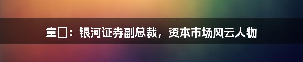 童珺：银河证券副总裁，资本市场风云人物