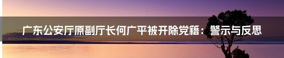 广东公安厅原副厅长何广平被开除党籍：警示与反思