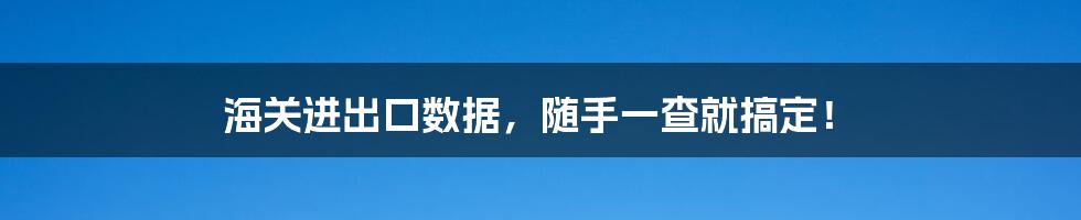 海关进出口数据，随手一查就搞定！