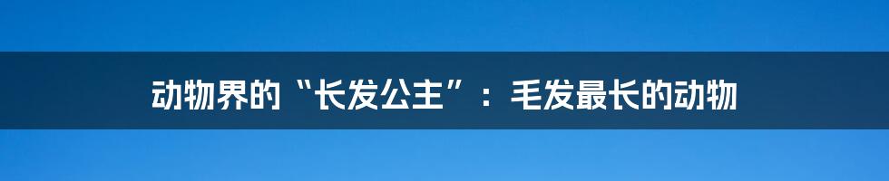 动物界的“长发公主”：毛发最长的动物