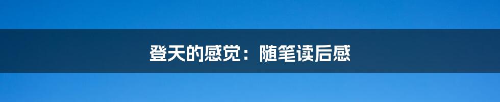 登天的感觉：随笔读后感