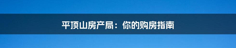 平顶山房产局：你的购房指南