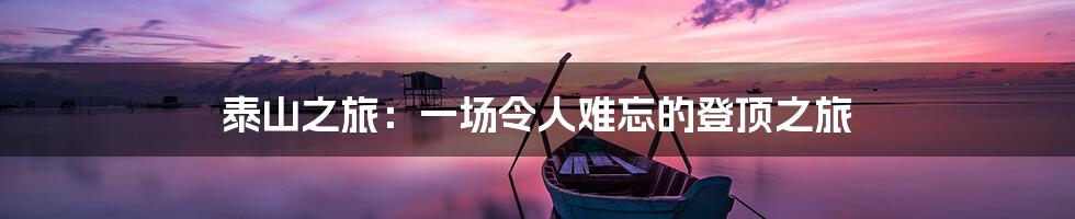 泰山之旅：一场令人难忘的登顶之旅