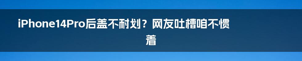 iPhone14Pro后盖不耐划？网友吐槽咱不惯着