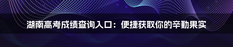 湖南高考成绩查询入口：便捷获取你的辛勤果实