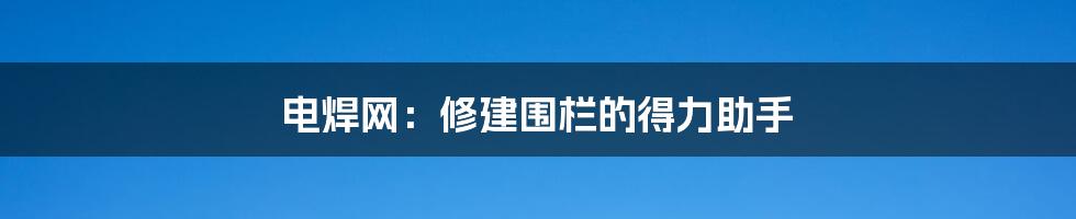 电焊网：修建围栏的得力助手