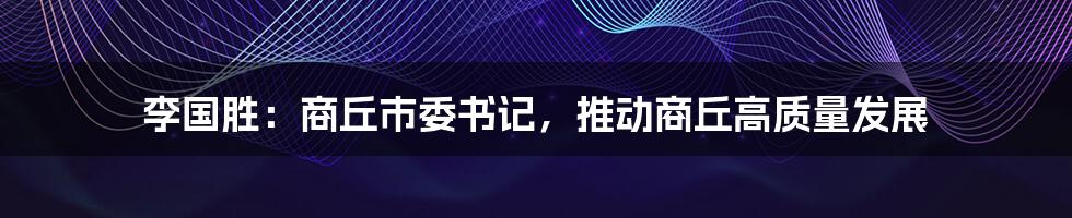 李国胜：商丘市委书记，推动商丘高质量发展