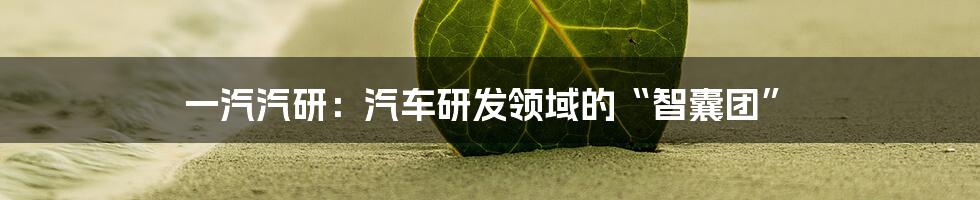 一汽汽研：汽车研发领域的“智囊团”