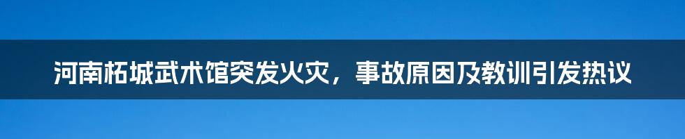 河南柘城武术馆突发火灾，事故原因及教训引发热议