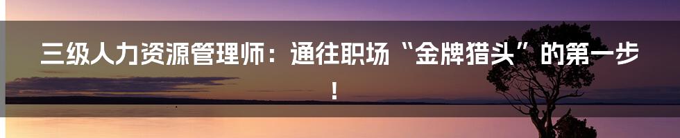 三级人力资源管理师：通往职场“金牌猎头”的第一步！