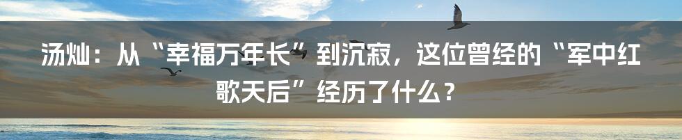 汤灿：从“幸福万年长”到沉寂，这位曾经的“军中红歌天后”经历了什么？