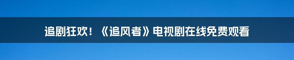 追剧狂欢！《追风者》电视剧在线免费观看