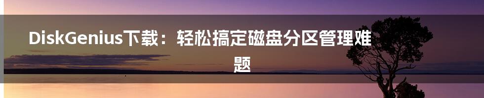 DiskGenius下载：轻松搞定磁盘分区管理难题