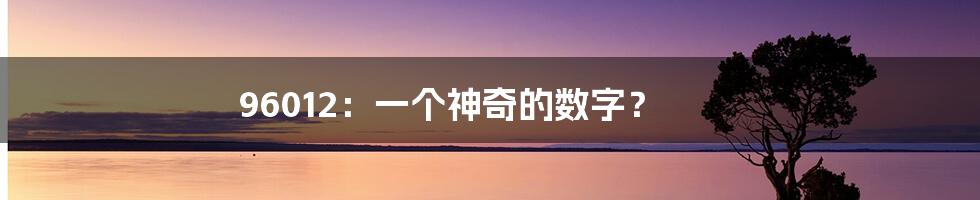 96012：一个神奇的数字？