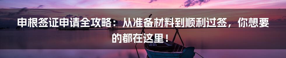 申根签证申请全攻略：从准备材料到顺利过签，你想要的都在这里！