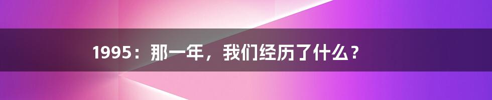 1995：那一年，我们经历了什么？