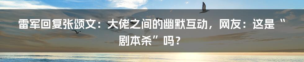 雷军回复张颂文：大佬之间的幽默互动，网友：这是“剧本杀”吗？