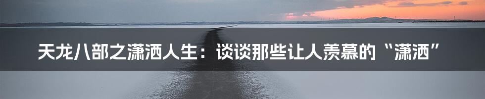 天龙八部之潇洒人生：谈谈那些让人羡慕的“潇洒”