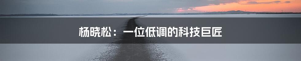 杨晓松：一位低调的科技巨匠