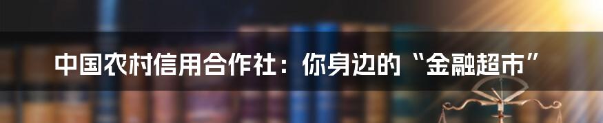 中国农村信用合作社：你身边的“金融超市”