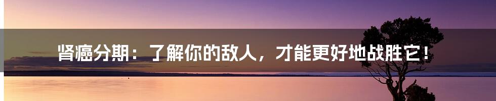 肾癌分期：了解你的敌人，才能更好地战胜它！