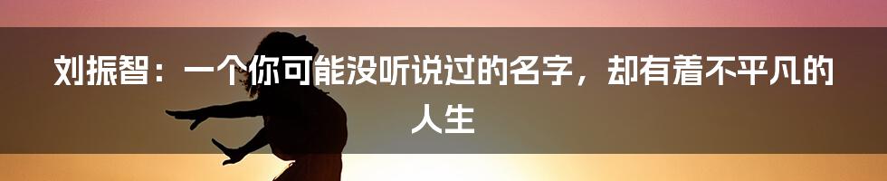 刘振智：一个你可能没听说过的名字，却有着不平凡的人生