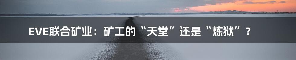 EVE联合矿业：矿工的“天堂”还是“炼狱”？