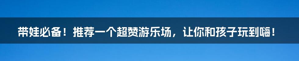 带娃必备！推荐一个超赞游乐场，让你和孩子玩到嗨！