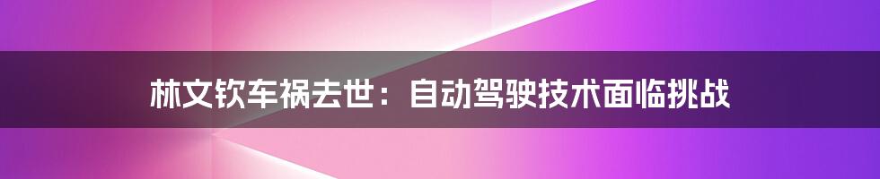 林文钦车祸去世：自动驾驶技术面临挑战