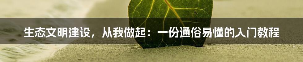 生态文明建设，从我做起：一份通俗易懂的入门教程