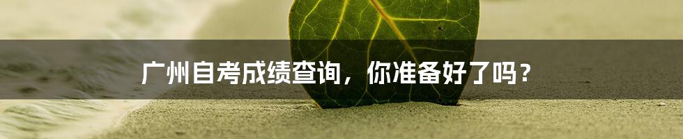 广州自考成绩查询，你准备好了吗？